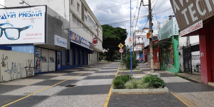 Centro de Franca no dia 25 de março completamente vazio. Foto: Renato Viana Albarral/F3 Notícias Whatsapp