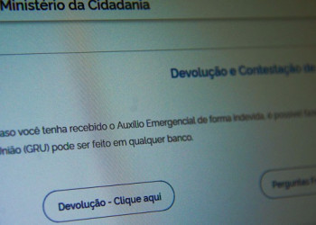 Página do Ministério da Cidadania para devolução do auxílio emergencial recebido indevidamente. Foto: Marcello Casal Jr./Agência Brasil