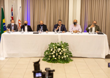 João Batista de Lima, Alfredo José Machado Neto, Tarciso Bôtto, Júlio Cheade, Alexandre Ferreira, Michel Riade Aoude. Foto: Divulgação/Acif