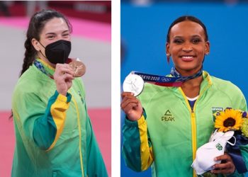 Time do Brasil faz história com conquista de bronze e prata com Mayra Aguiar e Rebeca Andrade